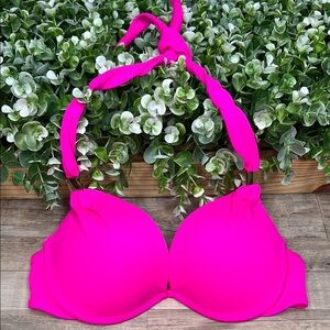 Victoria’s Secret The Hottie Halter Hot Pink Fuchsia Bikini Top 34C
